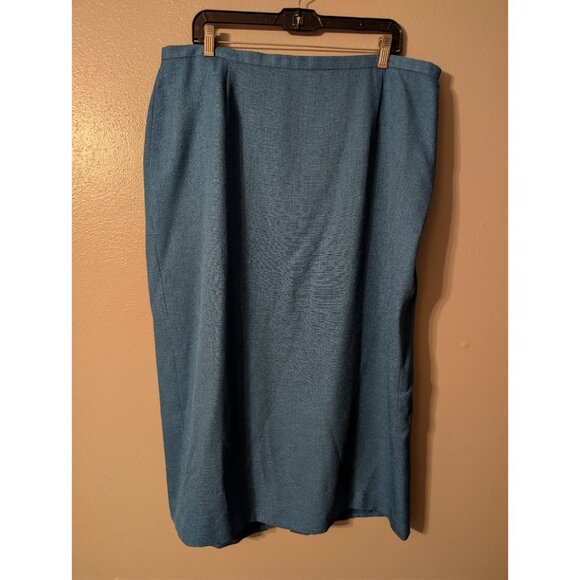 Vintage Judith Hart Skirt 20W Teal Blue Basketweave Texture Long Pencil Career - Picture 2 of 6